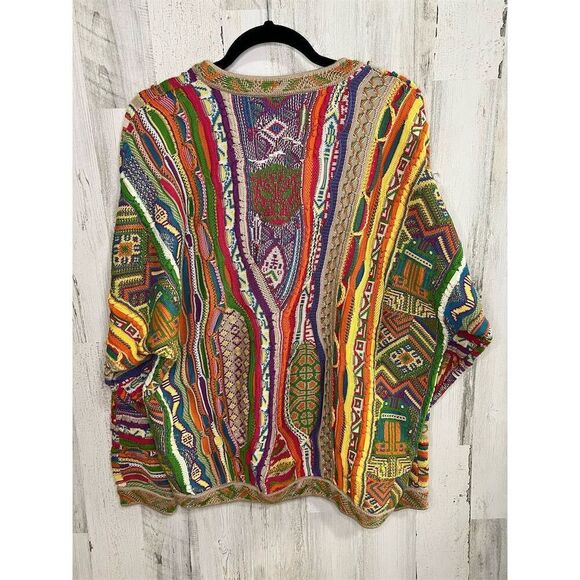 Vintage COOGI Men's Multicolor 3D textured Knit Sweater Size Large Pullover 90s - Picture 3 of 12